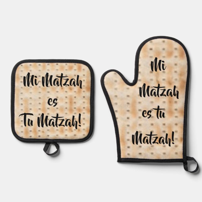 Mi Matzah es Tu Matzah Oven Mitt & Pot Holder Set (Front)