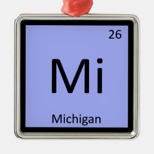 Mi - Michigan State Chemistry Periodic Table Metal Ornament