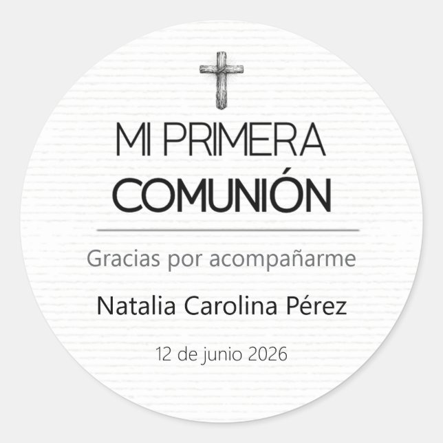 Mi Primera Comunion Spanish Favor Stickers Labels (Front)