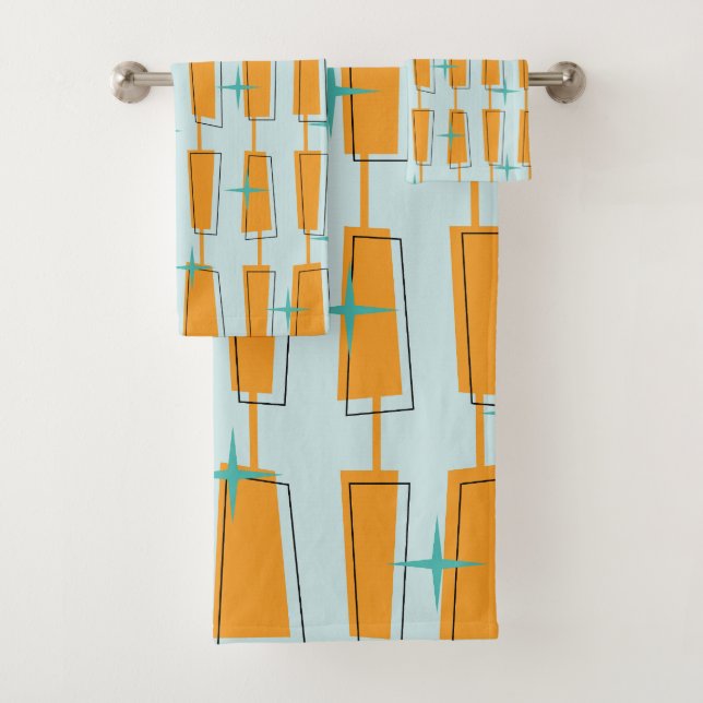 Mi-Siècle Moderne Blocs Atomique Aqua, Orange (En situation)