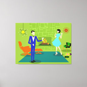Mi-Siècle moderne Couple toile étirée