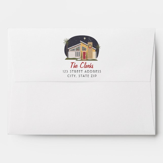 Mi-siècle moderne Maison Enveloppe de Noël (Dos (Haut rabat))