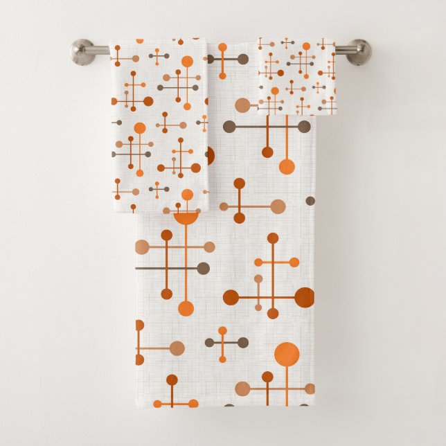 Mi-Siècle Motif d'âge atomique 36 Orange, Brown (En situation)
