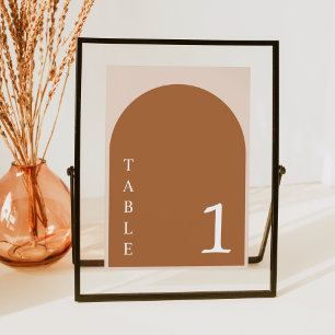MIA Arched Burnt Orange Modern Favours Sign Table Number