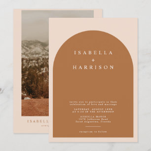 MIA Arched Burnt Orange Modern Minimalist Wedding Invitation