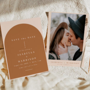MIA Arched Burnt Orange Modern Minimalist Wedding Invitation