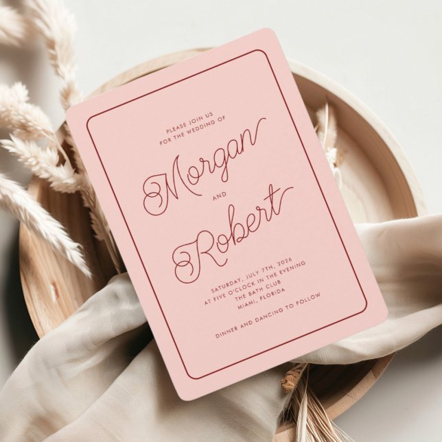MIA Bold Pink & Red Wedding Invitation (Creator Uploaded)