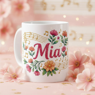 Mia Floral Music Lover Glitter Mug