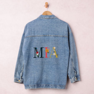 MIA Name Art With Flowers Embroidered Denim Jacket