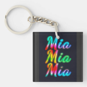 Mia Name ColorfulT-Shirt Keychain