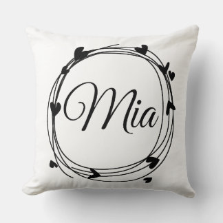 Mia name cute design throw pillow