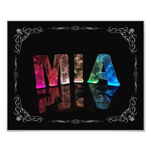 Mia  - The Name Mia in 3D Lights (Photograph) Photo Print (Front)