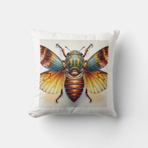 Miaenia insect 260824IREF238 - Watercolor Throw Pillow