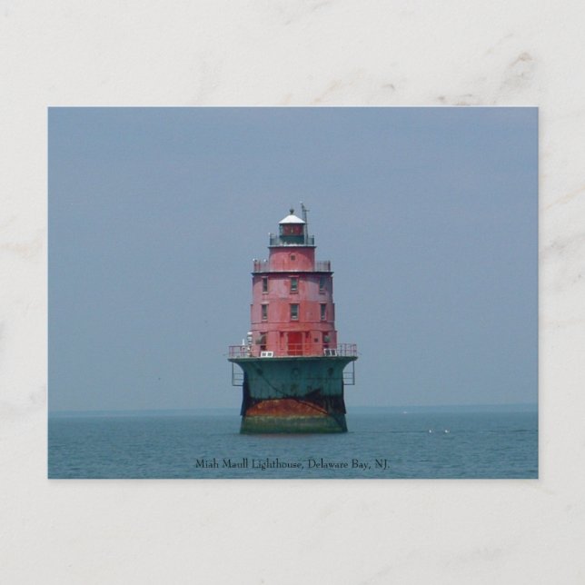 Miah Maull Lighthouse, Delaware Bay, NJ. Postcard (Front)
