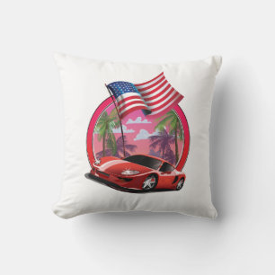 Miami 1990s Sports car Throw Pillow
