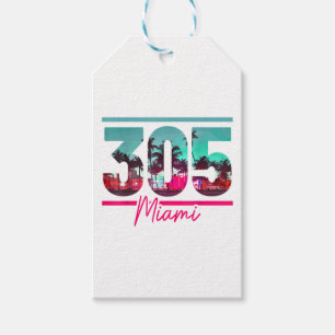 Miami 305 Area Code Florida Vintage Palm Trees Pri Gift Tags