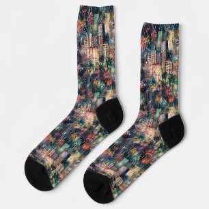 Miami at Christmas & New Year's in Watercolors Socks
