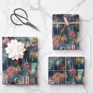 Miami at Christmas & New Year's in Watercolors Wrapping Paper Sheet