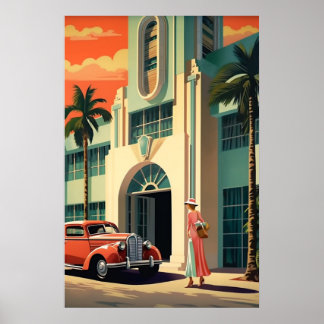 Miami Beach art déco hôtel front airbrush art