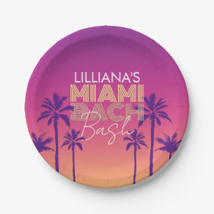 Miami Beach Bachelorette Paper Plate