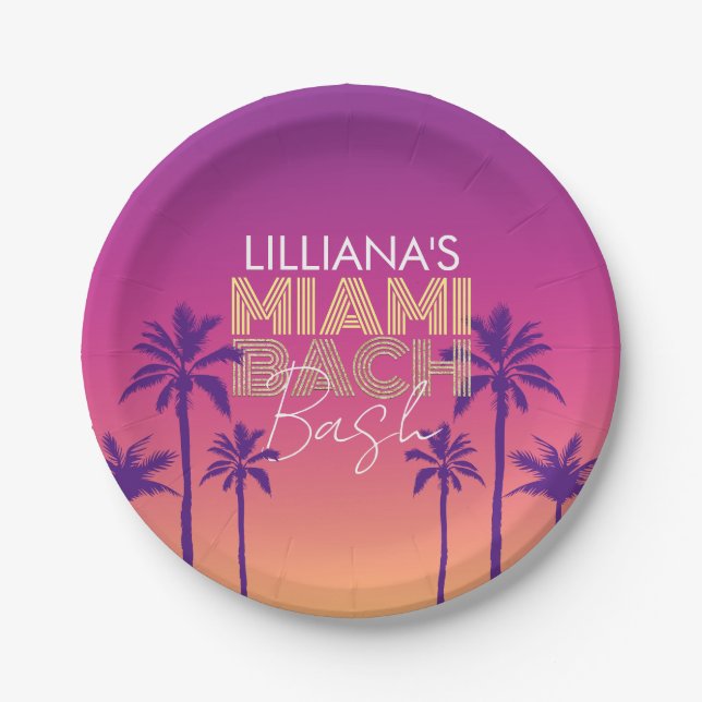 Miami Beach Bachelorette Paper Plate (Front)