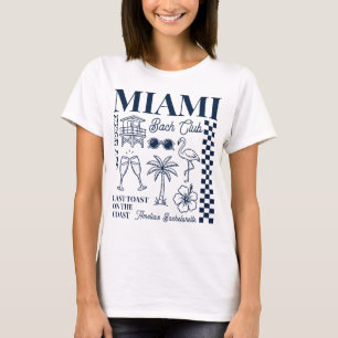 Miami Beach Bachelorette Party Retro Doodle Sketch T-Shirt