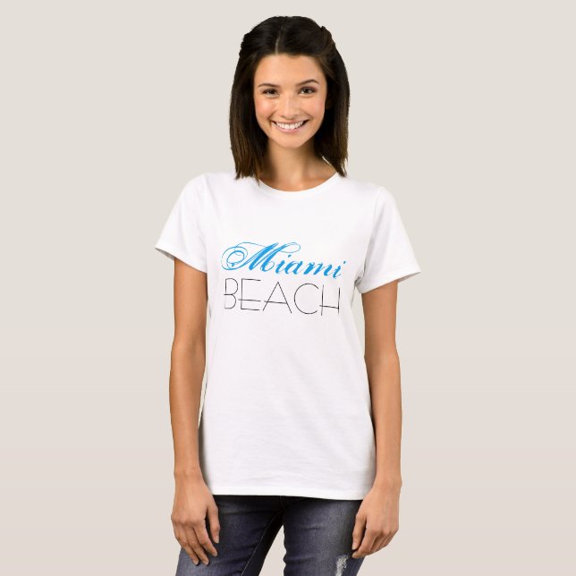 Miami Beach Blue and Black customizable T-Shirt (Front Full)