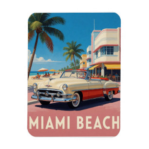 🌴 Miami Beach Classic Car Magnet