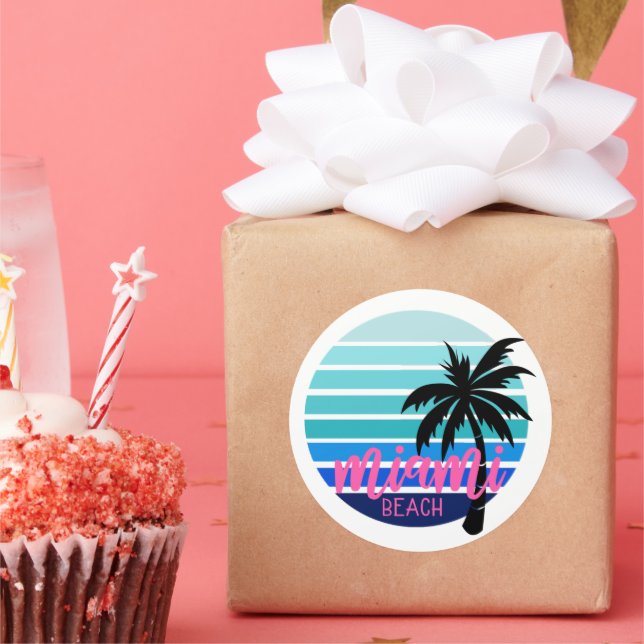 Miami Beach  Classic Round Sticker (Party)