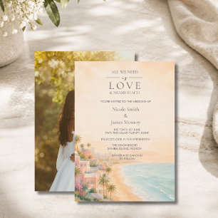 Miami Beach Destination Photo Beach Wedding  Invitation