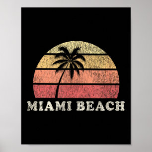Miami Beach Fl Vintage 70s Retro Throwback Design Poster