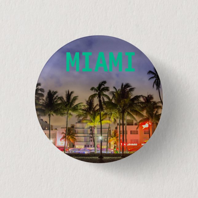 MIAMI BEACH FLORIDA 1 INCH ROUND BUTTON (Front)
