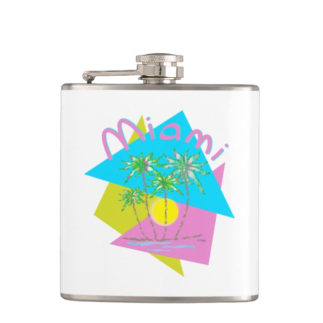 Miami Beach, Florida Abstract Design Hip Flask (Front)