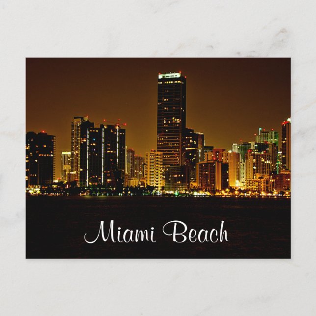 Miami Beach Florida Carte de la nuit Skyline (Devant)