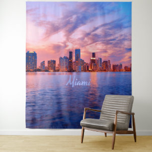 Miami Beach Florida City Skyline Tapestry