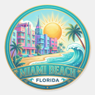 Miami Beach Florida Classic Round Sticker