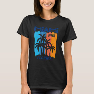 Miami Beach Florida Fun Colourful Palm Trees Desig T-Shirt