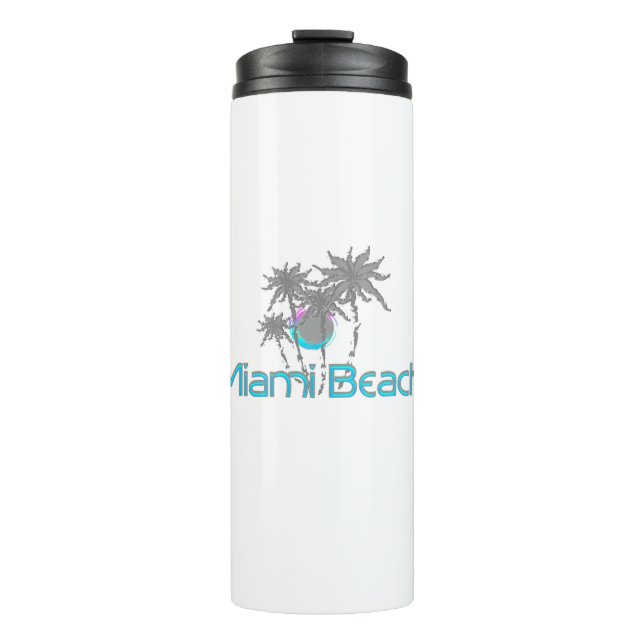 Miami-Beach, Florida, Grunge Cool Thermal Tumbler (Front)