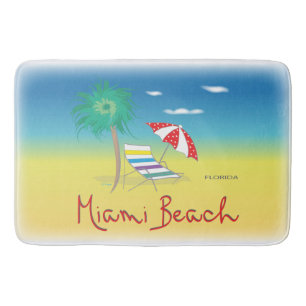 Miami Beach, Florida Palm Cool Fun Bath Mat