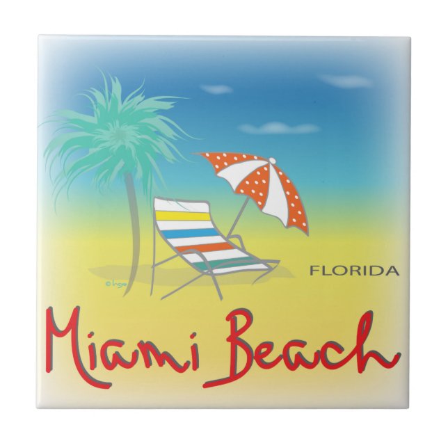 Miami Beach, Florida Palm Tile (Front)
