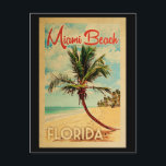 Miami Beach Florida Palm Tree Beach Vintage Travel Postcard<br><div class="desc">Miami Beach Florida design in Vintage Travel style featuring a palm tree on the beach with ocean and sky.</div>