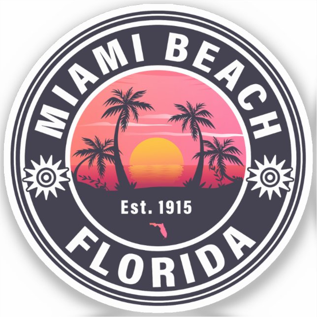 Miami Beach Florida Retro Sunset Souvenirs 60s (Front)