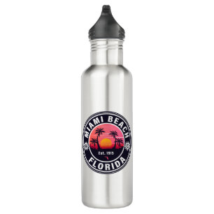 Miami Beach Florida Retro Sunset Souvenirs 60s 710 Ml Water Bottle