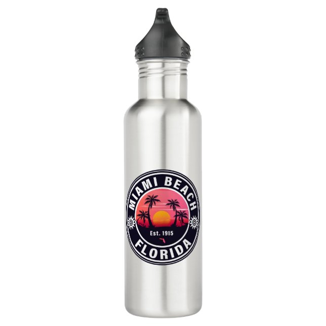 Miami Beach Florida Retro Sunset Souvenirs 60s 710 Ml Water Bottle (Right)