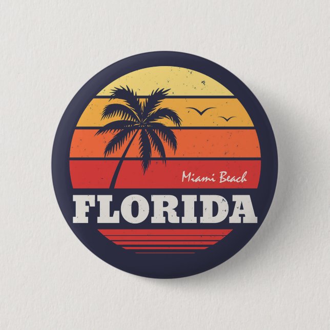 miami beach florida shirt 2 inch round button (Front)