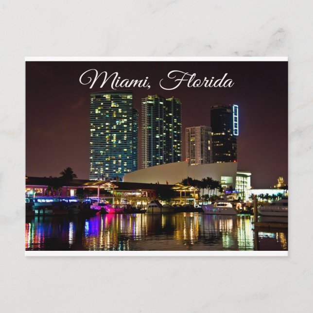 Miami Beach Florida Sklyline Travel Postcard (Front)