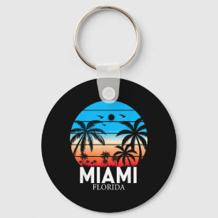 Miami Beach Florida Summer Vacation Vintage Sunset Keychain