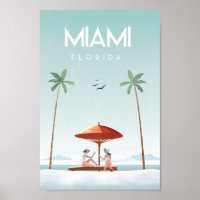 Miami beach florida travel poster