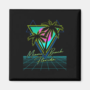 Miami Beach Florida Trip Retro 80s Vaporwave Grid Magnet
