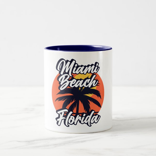 Miami Beach,Florida Two-Tone Coffee Mug (Center)
